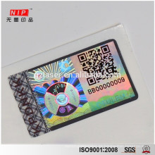 Impresión UV de alta calidad Etiquetas adhesivas de holograma de tarjetas de identificación